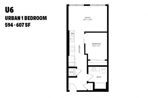 Urban One Bedroom U6 594-607 SF - The Ballard Independent